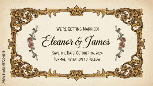 Elegant Wedding Invitation Save the Date Announcement.