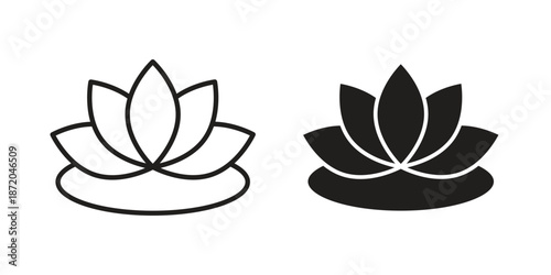 Water lily icons. Vector graphic. Editable vector stroke. EPS 10.