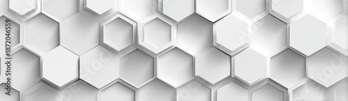 White hexagonal tiles in an abstract, dimensional, repeating pattern