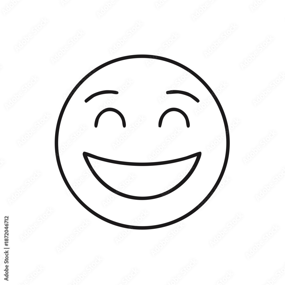Fototapeta premium Minimalist Smiling Face Icon Illustration - Positive Emotion Expression and Flat Design