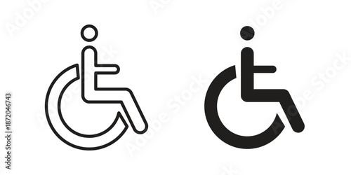 Wheelchair icons. Vector graphic. Editable vector stroke. EPS 10.