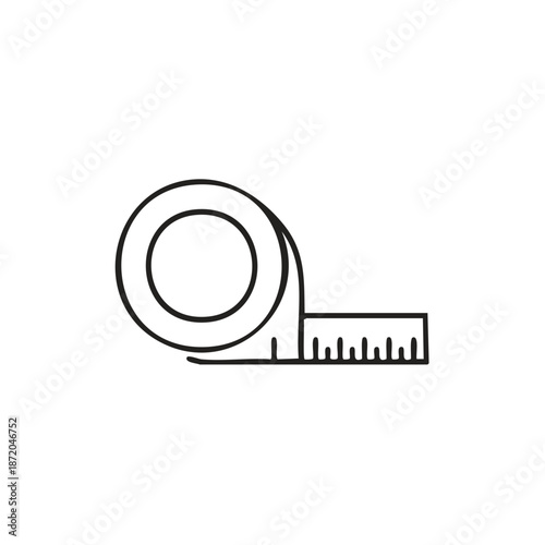 Minimalist Tape Measure Graphic, Linear Outline Style