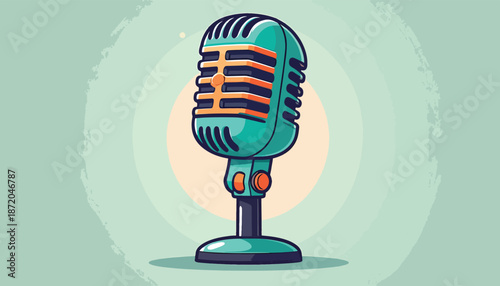 Vintage Microphone Illustration - A Classic Audio Recording Device.