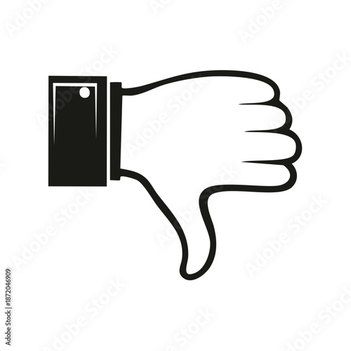 Black Line Art Hand Giving Thumbs Down Negative Feedback Gesture Silhouette Graphic Design