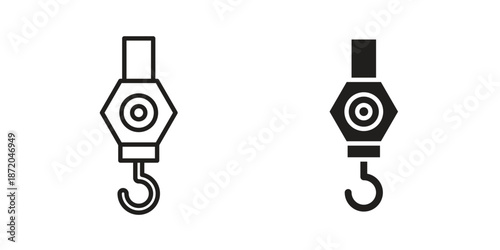 Winch hook icons. Vector graphic. Editable vector stroke. EPS 10.