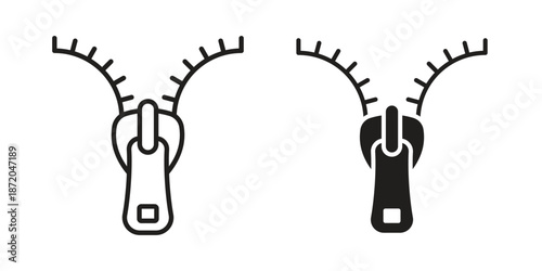 Zip icons. Vector graphic. Editable vector stroke. EPS 10.