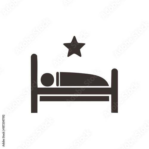 Hotel star rating vector icon of person sleeping in bed hospitality symbol