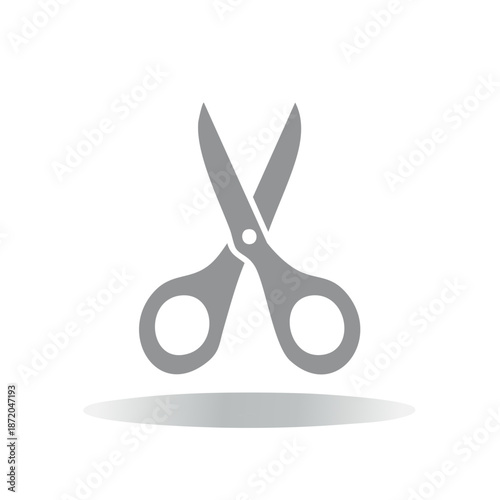 Open Scissors Icon Simple Silver Scissors Stationary Tool Cut Instrument Vector Illustration Design Craft Scissor Cutters Supplies
