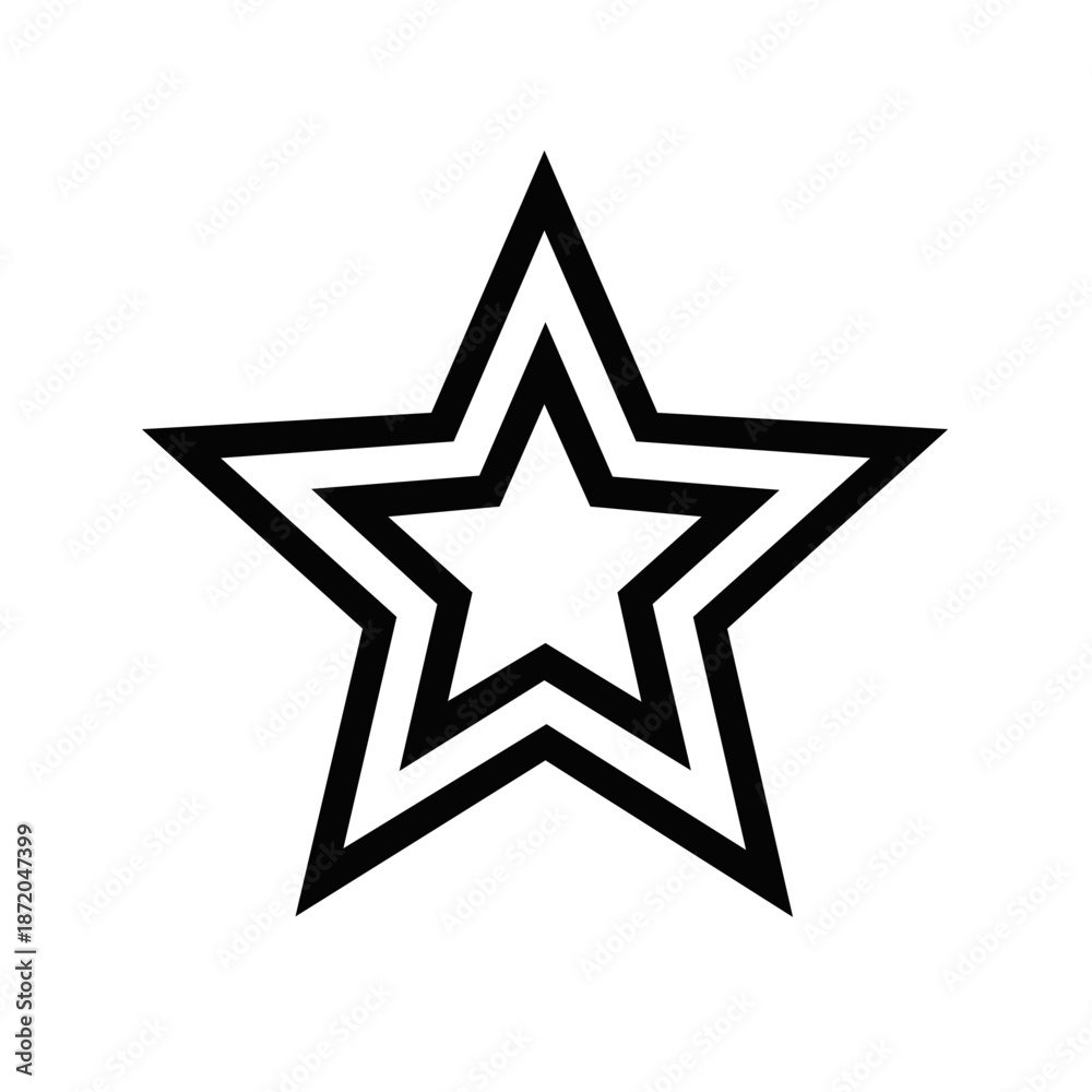 Fototapeta premium Stylized Single Line Star Shape with Double Border for Logo Design or Icon