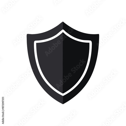 Monochromatic Heraldic Shield Emblem, Protection Symbol, Security Icon, Defense Badge, Vector Graphic
