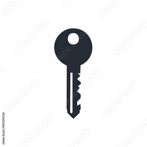 Simple minimalist illustration of a key, security and access concept, symbolizing protection and lock safety on a white background