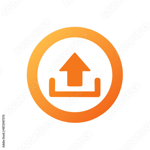 Upload Symbol in Gradient Circle Modern Orange File Transfer Internet Technology