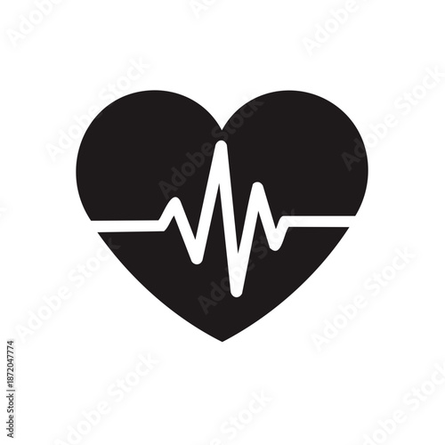 Heart Pulse Line Icon - Healthcare Symbol for Medical App, Website or Design Project - Vector Image