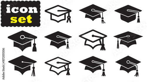 Graduation cap icon, Graduation cap solid Vector