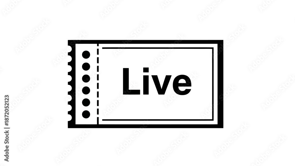 Fototapeta premium A simple black and white graphic illustration of a ticket with the word 