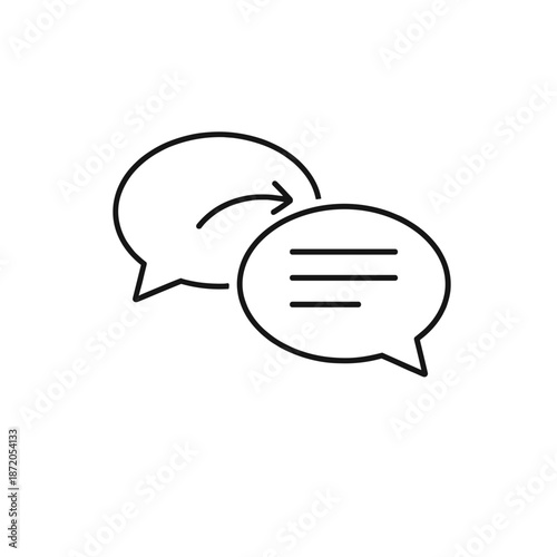 Communication speech bubbles with arrows and text lines  