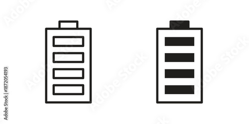 Battery icons In Trendy Design Vector Eps 10, Editable Stroke and solid flat.