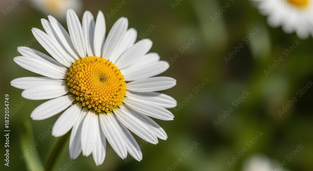 Obraz premium Close up view captures the delicate structure of a white petal flower with a bright yellow center
