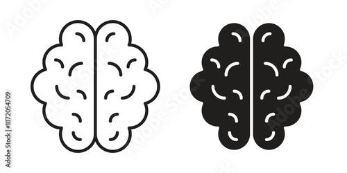Brain icons In Trendy Design Vector Eps 10, Editable Stroke and solid flat.