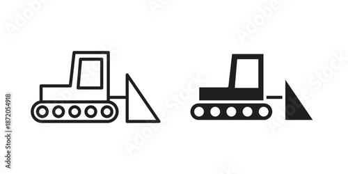 Bulldozer icons In Trendy Design Vector Eps 10, Editable Stroke and solid flat.