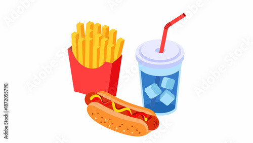 Hotdog French Fries and Cold Drink.