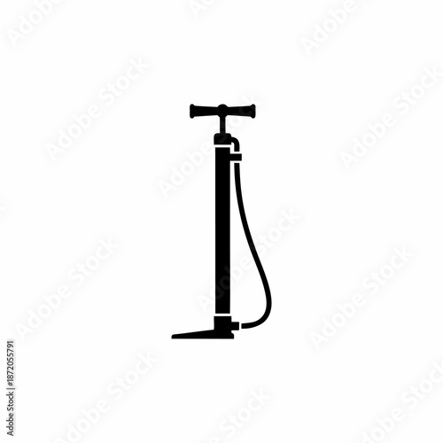 Manual hand air pump icon silhouette for bicycle and sports isolated on white background