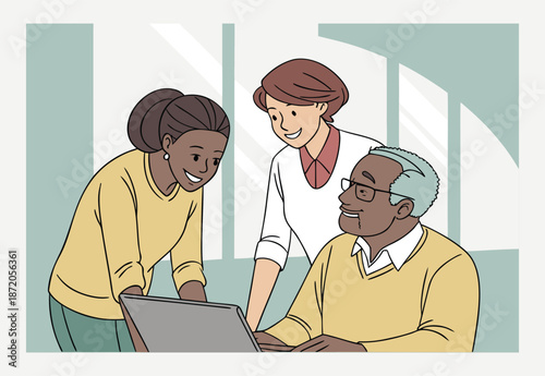 Workplace Mentoring and Knowledge Sharing Flat Vector Illustration