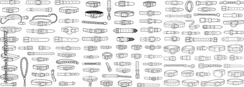 A comprehensive collection of various belt designs, showcasing diverse styles and materials.