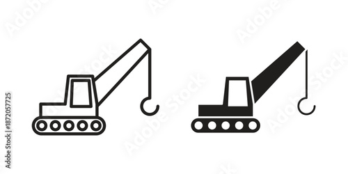 Excavator icons In Trendy Design Vector Eps 10, Editable Stroke and solid flat.