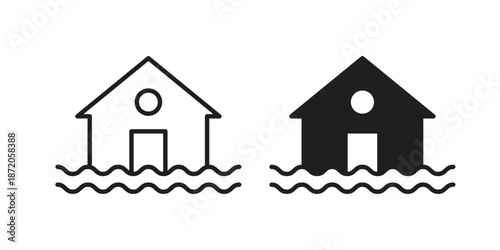 Flood icons In Trendy Design Vector Eps 10, Editable Stroke and solid flat.