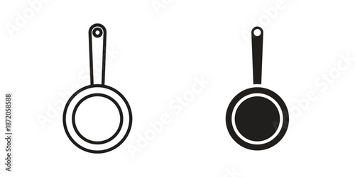 Frying pan icons In Trendy Design Vector Eps 10, Editable Stroke and solid flat.