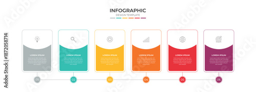 Infographic design template with icons and 6 options or steps. Can be used for process diagram, presentations, workflow layout, banner, flow chart, info graph