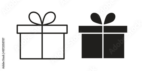 Gift box icons In Trendy Design Vector Eps 10, Editable Stroke and solid flat.