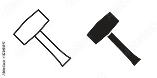 Hammer icons In Trendy Design Vector Eps 10, Editable Stroke and solid flat.