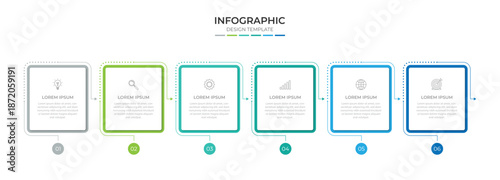 Infographic design template with icons and 6 options or steps. Can be used for process diagram, presentations, workflow layout, banner, flow chart, info graph