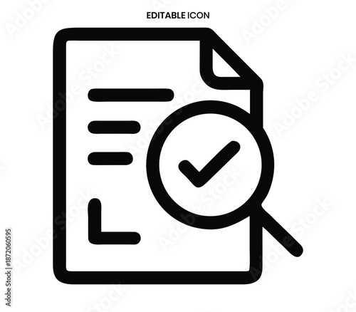 Document review with a magnifying glass checking details and verifying information within a report