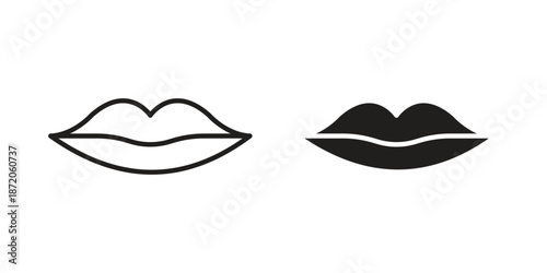 Lips icons In Trendy Design Vector Eps 10, Editable Stroke and solid flat.
