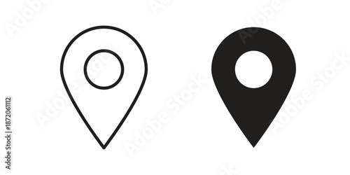 Map marker icons In Trendy Design Vector Eps 10, Editable Stroke and solid flat.