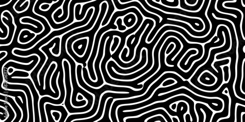 Abstract black and white organic lines creating a fluid flowing pattern