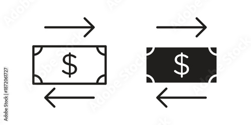 Money transfer icons In Trendy Design Vector Eps 10, Editable Stroke and solid flat.