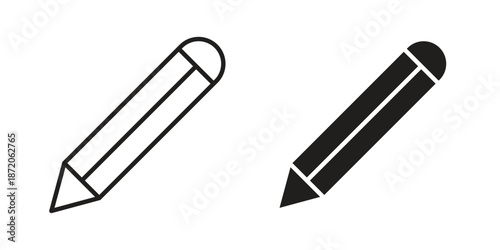 Pencil icons In Trendy Design Vector Eps 10, Editable Stroke and solid flat.
