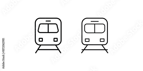 Train front view icon set showing public transport commuting metro and railway locomotive