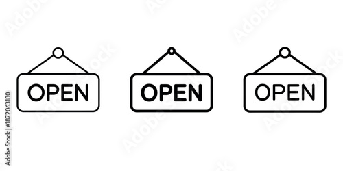 Open sign vector linear icon. shop open outline illustration. business hours line art graphic