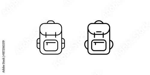 Backpack icon set isolated on white background for travel and school themes