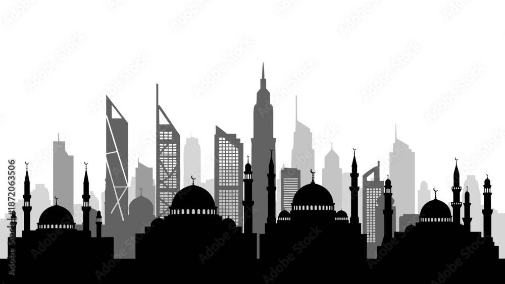 Naklejka premium Skyline of Modern and Traditional Architecture