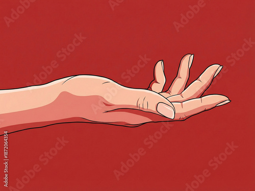 Open palm reaching out in pop art style. Great for charity posters, giving, or receiving concepts.