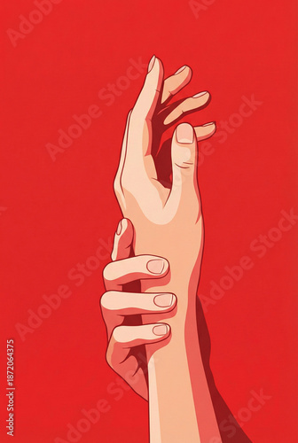 Conceptual graphic art of hands reaching up and being held. Ideal for social awareness posters, book covers, and creative media.