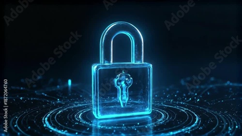 Wallpaper Mural Secure Digital Data Protection Video Concept with Futuristic Padlock Icon on Dark Background Torontodigital.ca