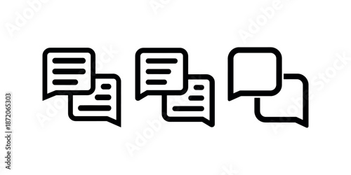 Speech bubbles icon set displaying various styles of conversation and dialogue symbols