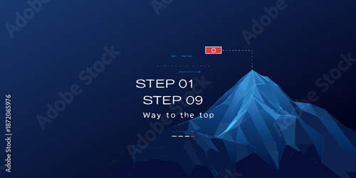 Abstract mountain graphic with steps leading to success and the summit